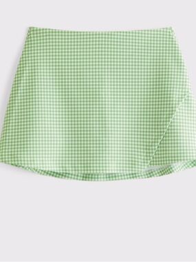 Abercrombie & Fitch Light Green Gingham Mini Skirt
